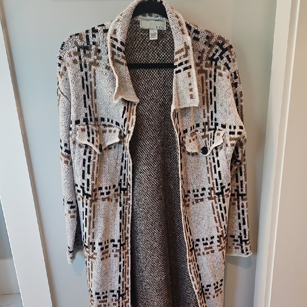 Chic Longline Patterned Cardigan Worn Once